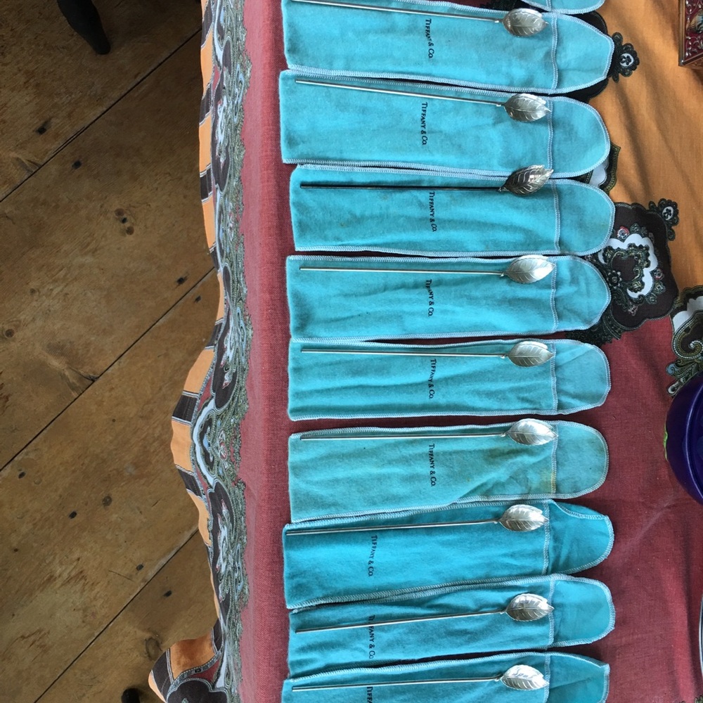 11 Tiffany sterling mint julep straws